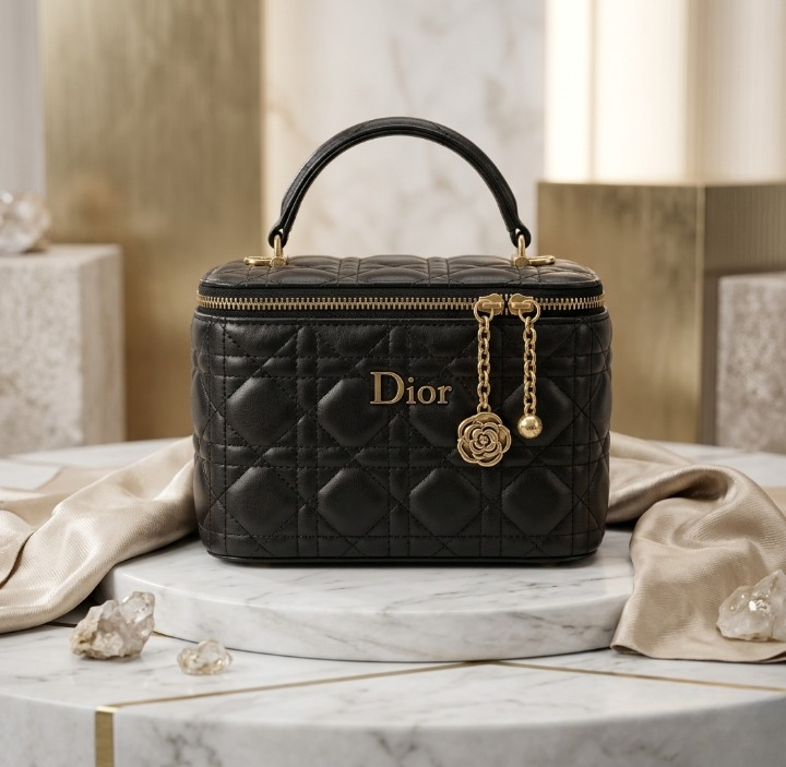 Imported Synthetic Leather Beauty Bag β Black Makeup & Cosmetic Organizer