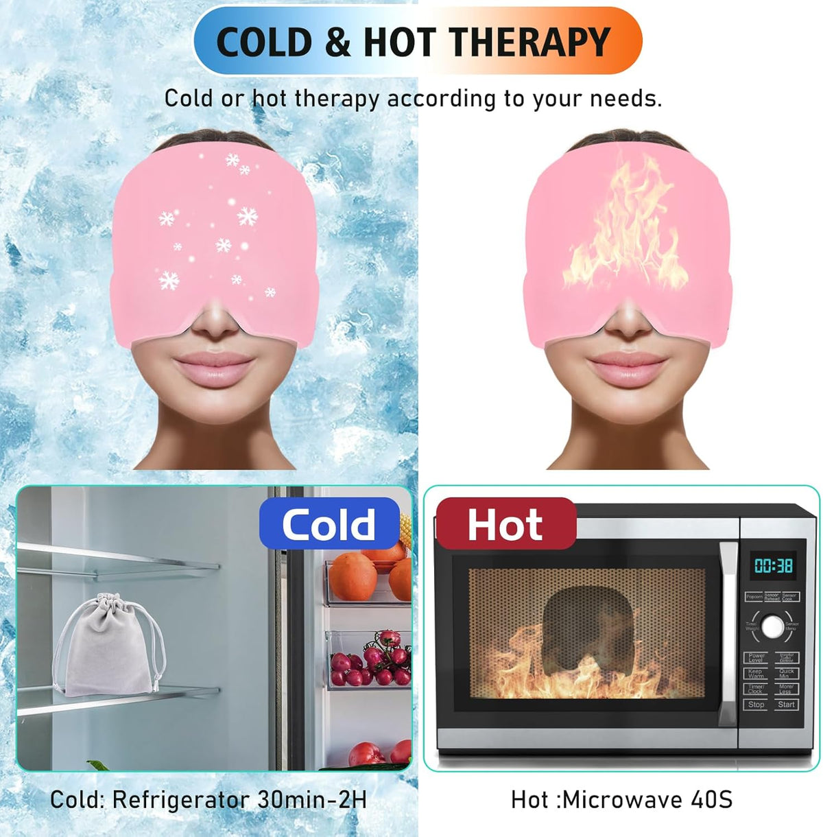 Reusable Gel Headache Relief Cap | Hot & Cold Therapy Hat with Storage Box