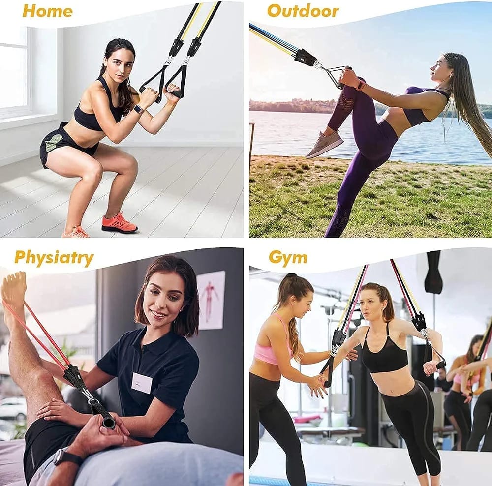 11-in-1 Natural Latex Resistance Bands Set – Portable Strength Training Exercise Kit