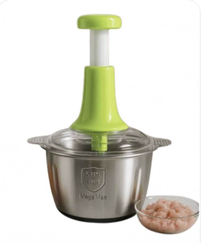 2L Manual Food Chopper – Stainless Steel Push Vegetable & Nut Chopper